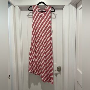 EUC L Flax Linen red stripe woman’s dress